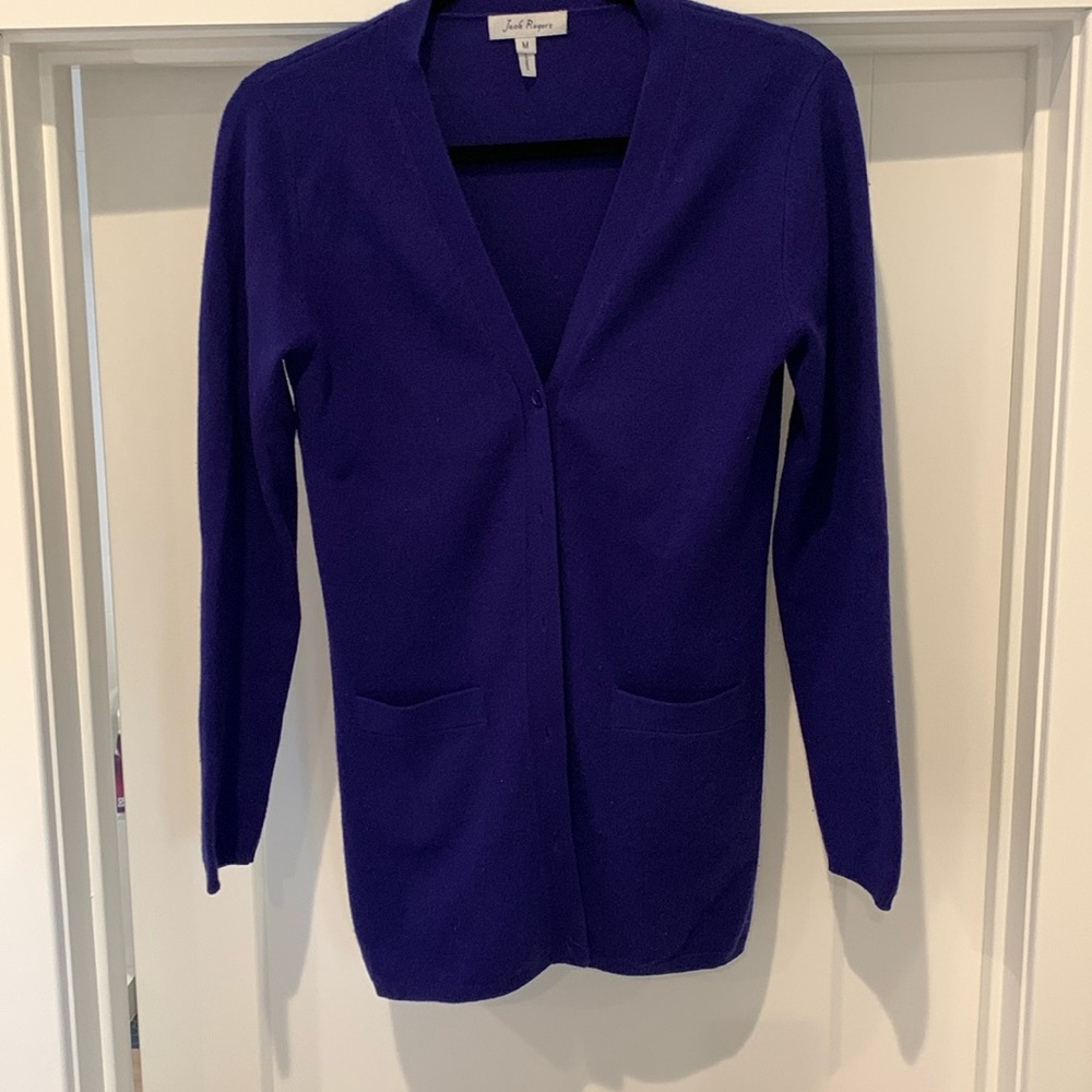 Royal blue cashmere cardigan-slim fit.